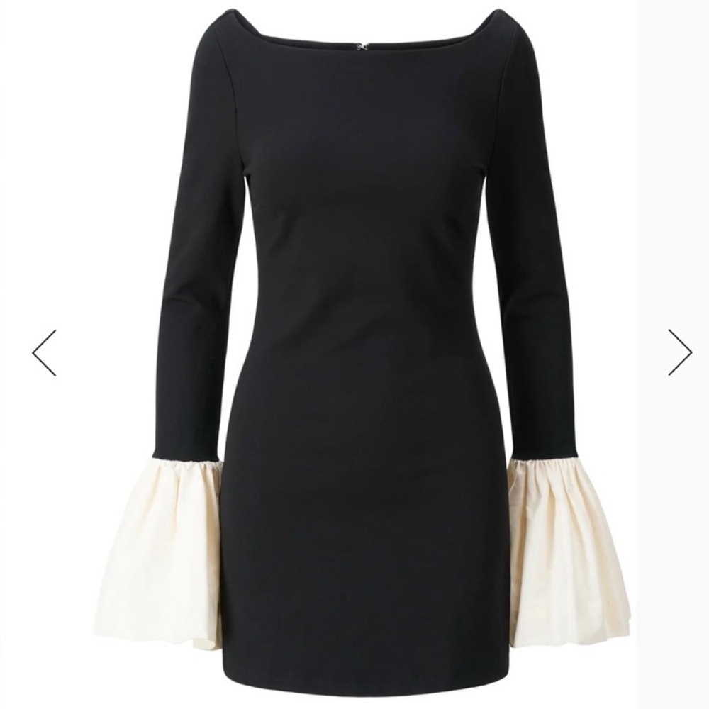STAUD Hawthorne taffeta-trimmed stretch-ponte mini dress